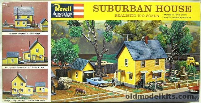 Revell 1/87 Suburban House With Garage And Car - HO Scale, T9034-198 plastic model kit